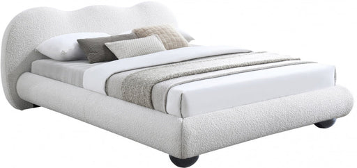 Hyde Boucle Fabric Queen Bed (3 Boxes) Cream - Gate FurnitureQueen Bed