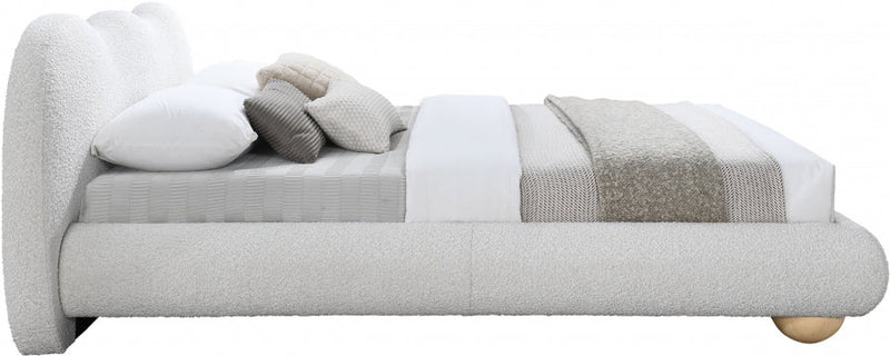 Hyde Boucle Fabric Queen Bed (3 Boxes) Cream - Gate FurnitureQueen Bed