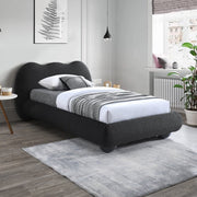 Hyde Boucle Fabric Twin Bed (3 Boxes) Black - Gate FurnitureTwin Bed