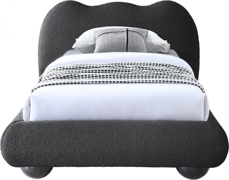 Hyde Boucle Fabric Twin Bed (3 Boxes) Black - Gate FurnitureTwin Bed