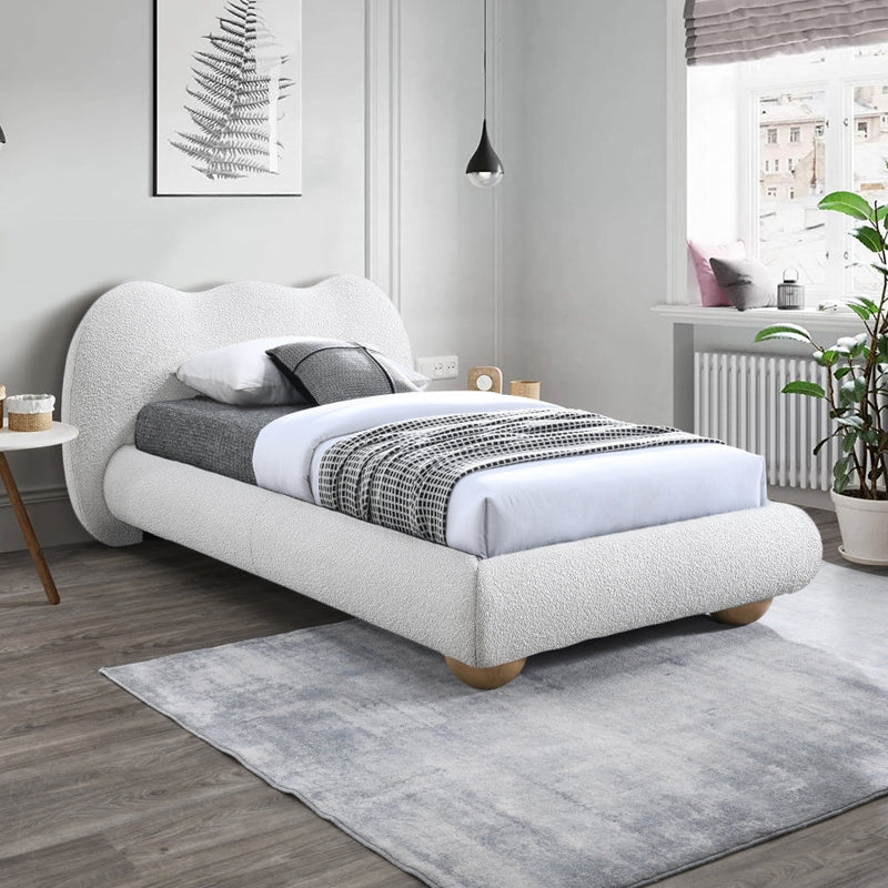 Hyde Boucle Fabric Twin Bed (3 Boxes) Cream - Gate FurnitureTwin Bed