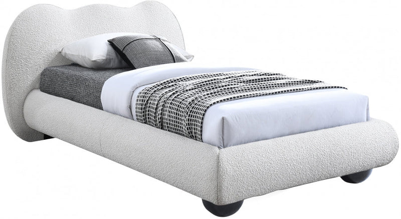 Hyde Boucle Fabric Twin Bed (3 Boxes) Cream - Gate FurnitureTwin Bed