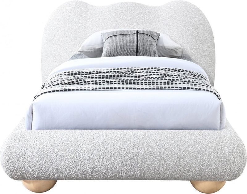 Hyde Boucle Fabric Twin Bed (3 Boxes) Cream - Gate FurnitureTwin Bed