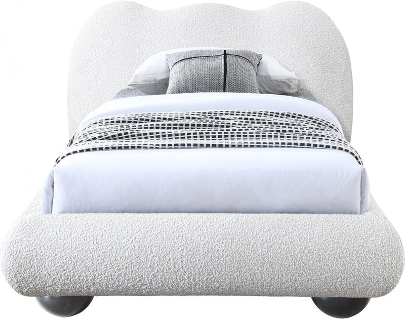 Hyde Boucle Fabric Twin Bed (3 Boxes) Cream - Gate FurnitureTwin Bed