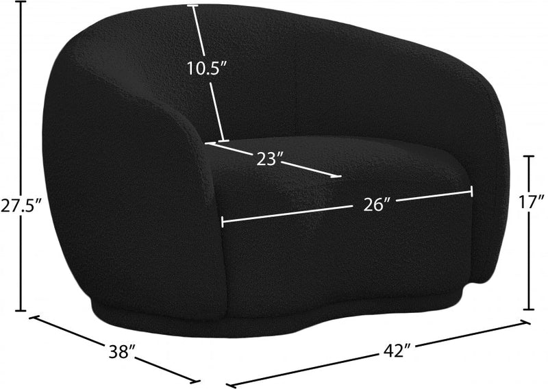 Hyde Boucle Fabric Upholstered Chair in Black - 693Black-C