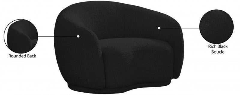 Hyde Boucle Fabric Upholstered Chair in Black - 693Black-C