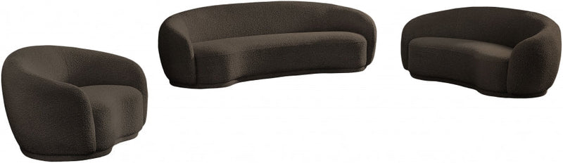 Hyde Boucle Fabric Upholstered Chair in Brown - 693Brown-C