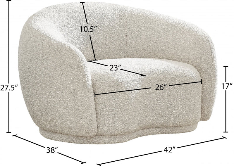 Hyde Boucle Fabric Upholstered Chair in Cream - 693Cream-C