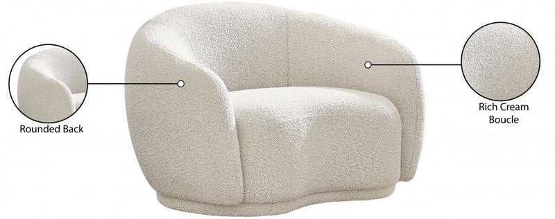 Hyde Boucle Fabric Upholstered Chair in Cream - 693Cream-C