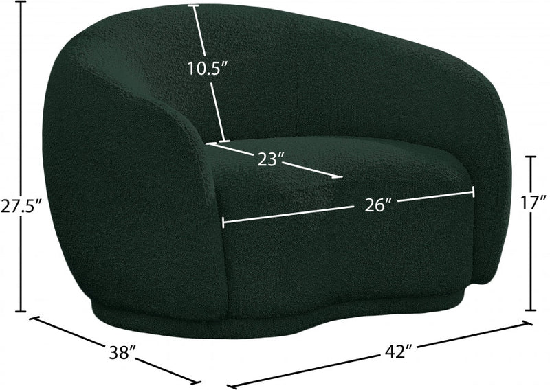 Hyde Boucle Fabric Upholstered Chair in Green - 693Green-C