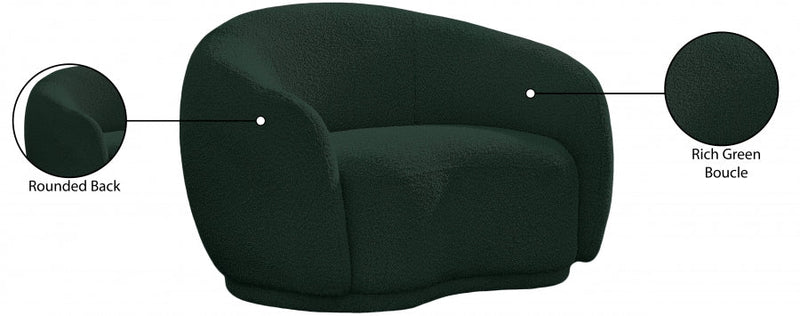 Hyde Boucle Fabric Upholstered Chair in Green - 693Green-C