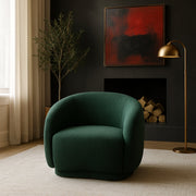 Hyde Boucle Fabric Upholstered Chair in Green - 693Green-C
