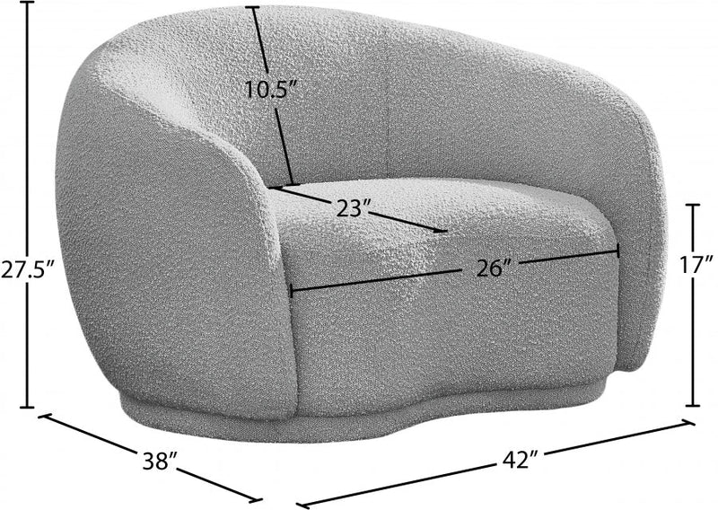 Hyde Boucle Fabric Upholstered Chair in Grey - 693Grey-C