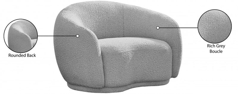 Hyde Boucle Fabric Upholstered Chair in Grey - 693Grey-C