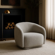 Hyde Boucle Fabric Upholstered Chair in Grey - 693Grey-C