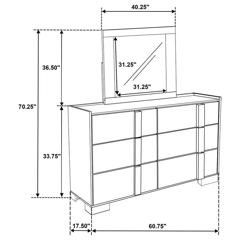 Hyland 6-drawer Dresser with Mirror Natural - 215653M
