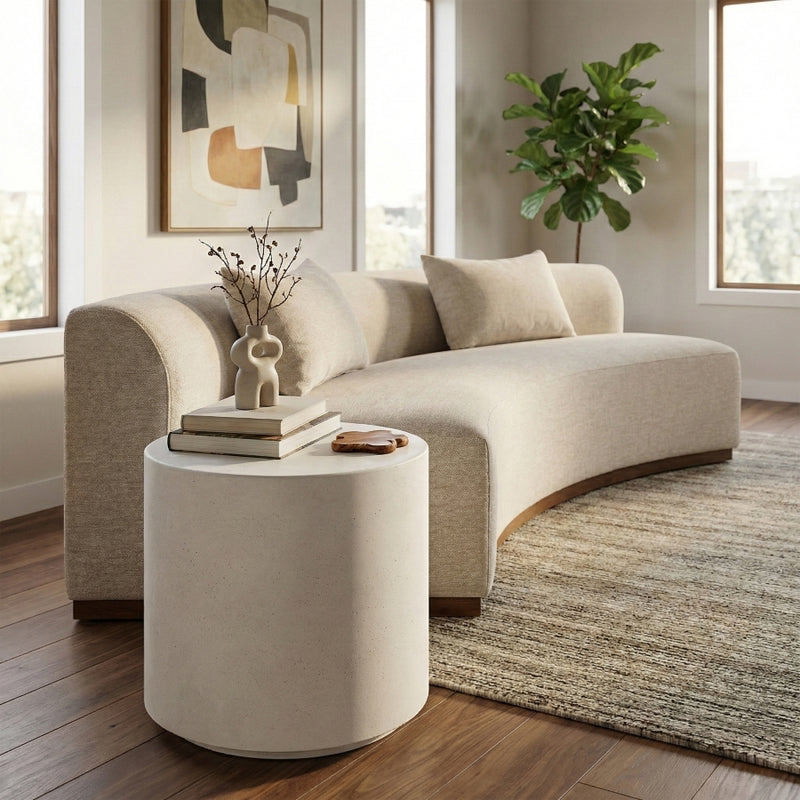 Imperia Concrete Indoor/Outdoor End / Side Table in White - 99060White-ET