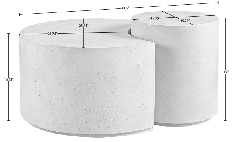 Imperia Concrete Indoor/Outdoor Modular Coffee Table in White - 99060White-CT-2PC