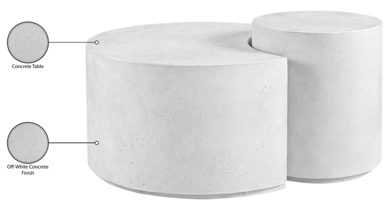 Imperia Concrete Indoor/Outdoor Modular Coffee Table in White - 99060White-CT-2PC