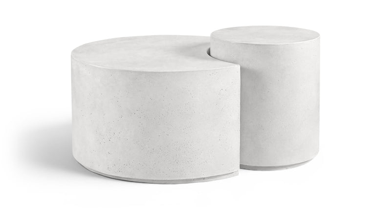 Imperia Concrete Indoor/Outdoor Modular Coffee Table in White - 99060White-CT-2PC