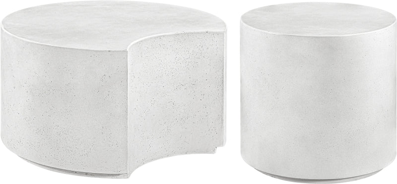 Imperia Concrete Indoor/Outdoor Modular Coffee Table in White - 99060White-CT-2PC