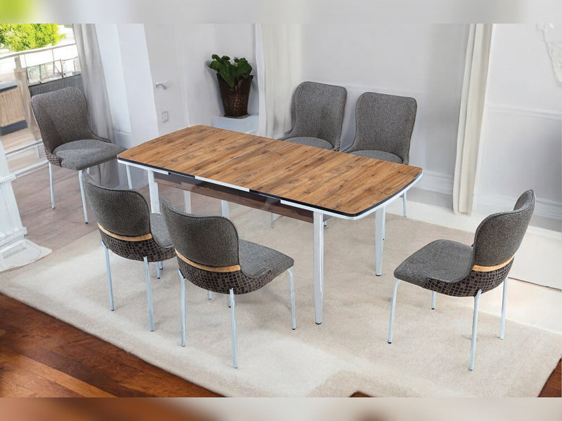 Inci Diningroom (Dining Table & 6 Dining Chair) in Walnut - 115-INC-SET-WL