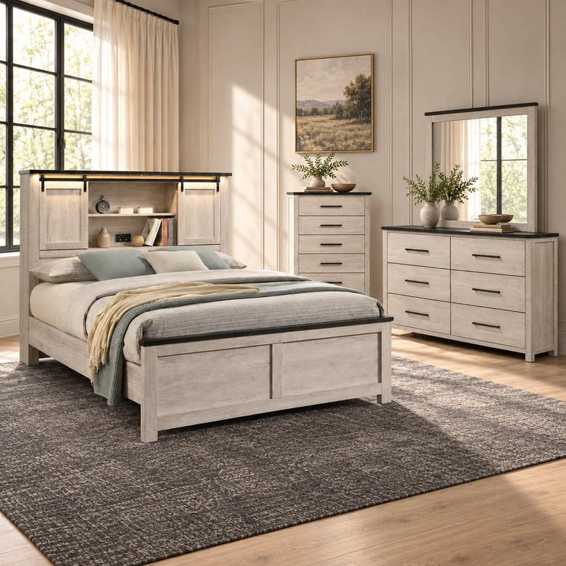 Indigo - Beige King Bed, Dresser, Mirror - B330-KDM