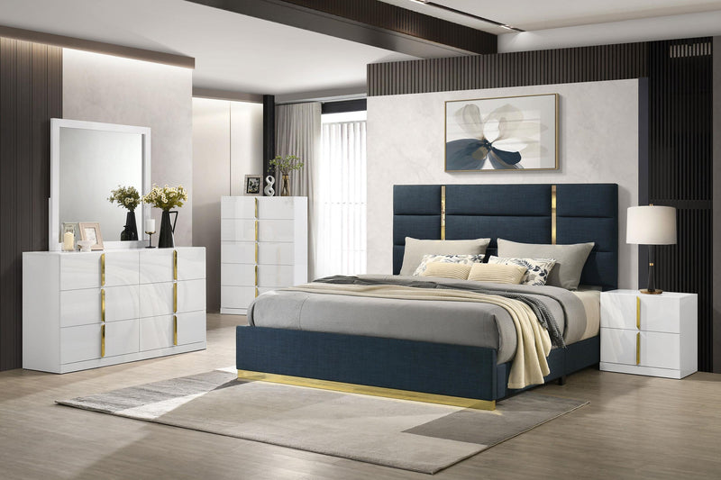 Ines 2-drawer Nightstand Bedside Table White High Gloss - 223092