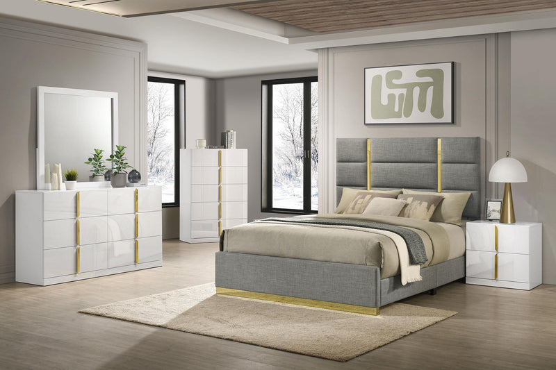 Ines 2-drawer Nightstand Bedside Table White High Gloss - 223092