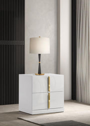 Ines 2-drawer Nightstand Bedside Table White High Gloss - 223092