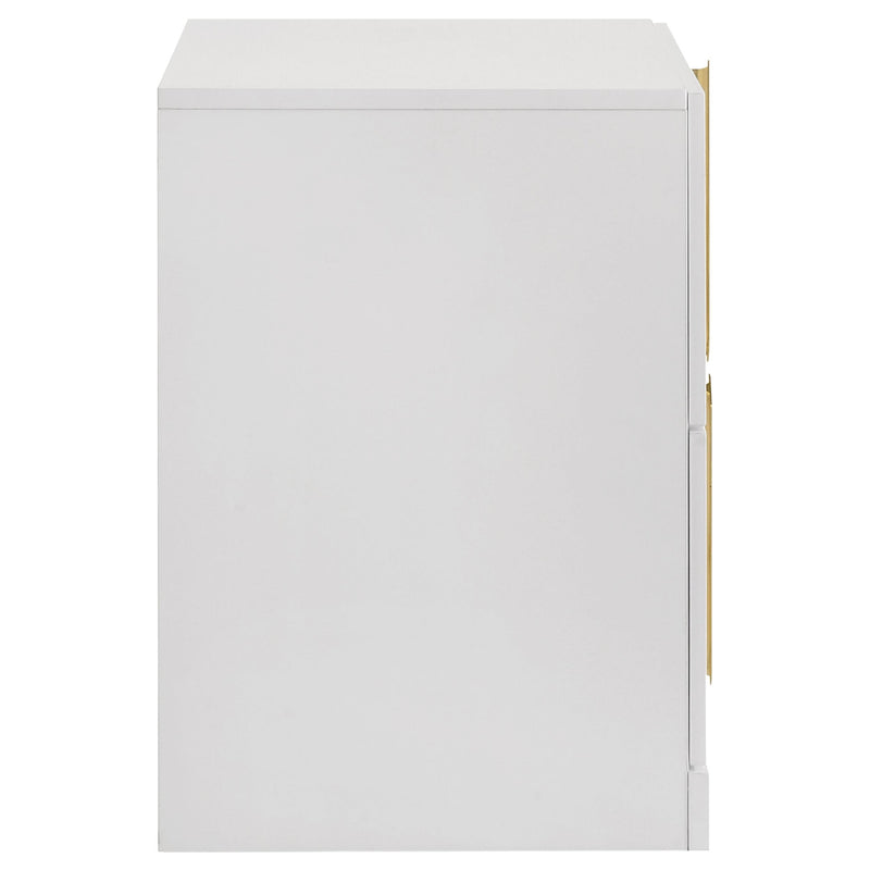 Ines 2-drawer Nightstand Bedside Table White High Gloss - 223092