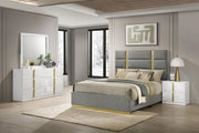 Ines 4-piece Eastern King Bedroom Set Grey and White High Gloss - 223091GRYKE-S4
