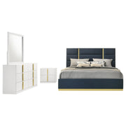 Ines 4-piece Queen Bedroom Set Navy and White High Gloss - 223091NVYQ-S4