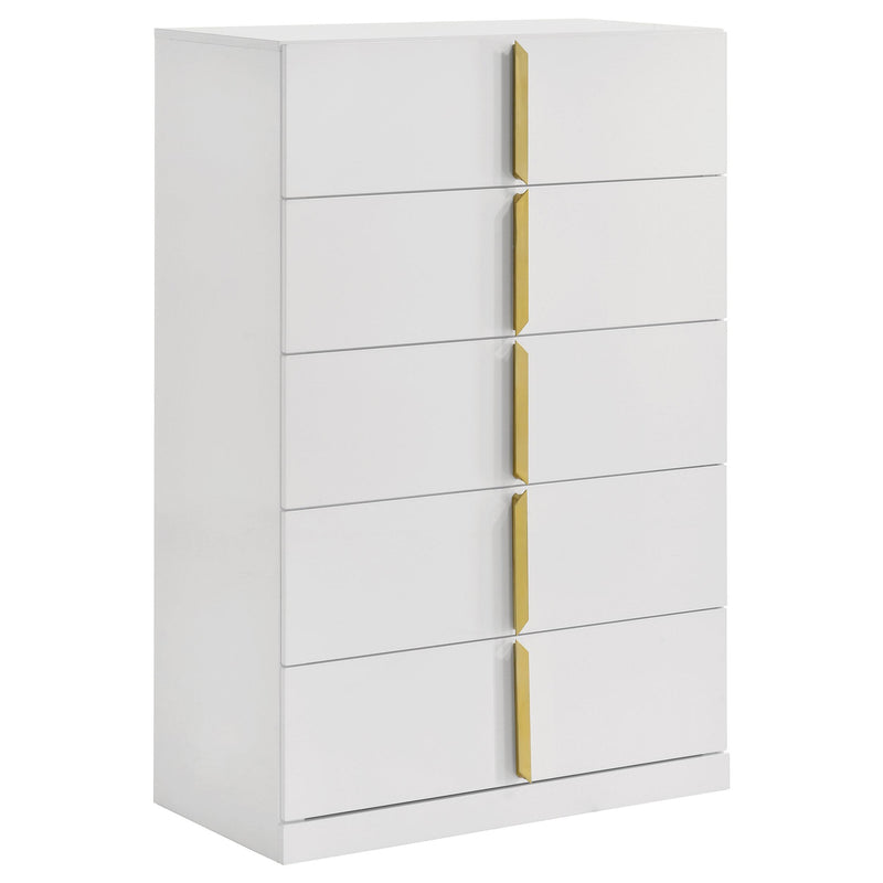 Ines 5-drawer Bedroom Chest of Drawers White High Gloss - 223095
