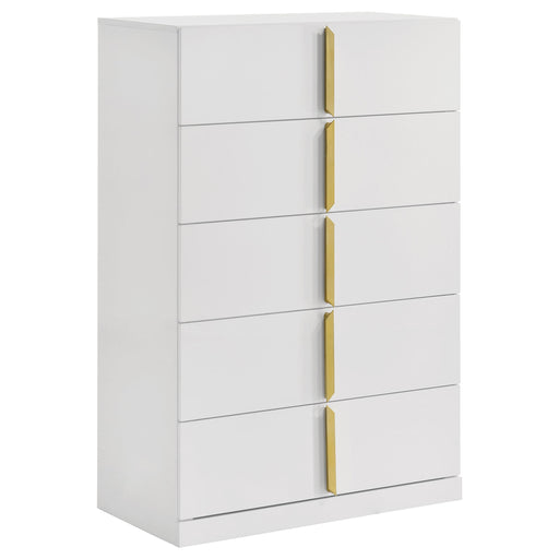 Ines 5-drawer Bedroom Chest of Drawers White High Gloss - 223095