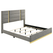 Ines 56-inch Fabric Upholstered Eastern King Panel Bed Grey - 223091GRYKE