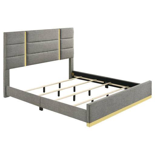Ines 56-inch Fabric Upholstered Eastern King Panel Bed Grey - 223091GRYKE