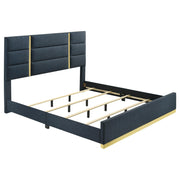 Ines 56-inch Fabric Upholstered Eastern King Panel Bed Navy - 223091NVYKE