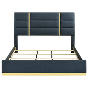 Ines 56-inch Fabric Upholstered Eastern King Panel Bed Navy - 223091NVYKE