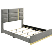 Ines 56-inch Fabric Upholstered Queen Panel Bed Grey - 223091GRYQ