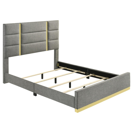Ines 56-inch Fabric Upholstered Queen Panel Bed Grey - 223091GRYQ