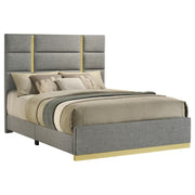 Ines 56-inch Fabric Upholstered Queen Panel Bed Grey - 223091GRYQ