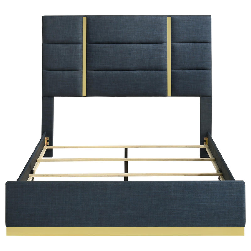 Ines 56-inch Fabric Upholstered Queen Panel Bed Navy - 223091NVYQ