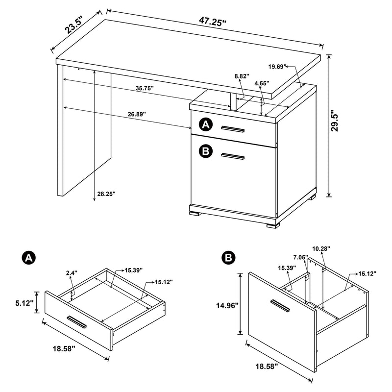 Irving 47-inch 2-drawer Office Computer Desk White - 800110