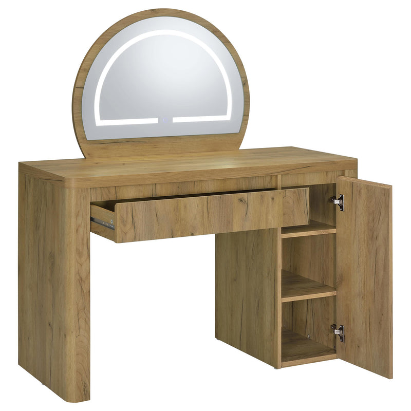 Irwin Vanity Table with LED Mirror and Storage Rustic Oak - 935790