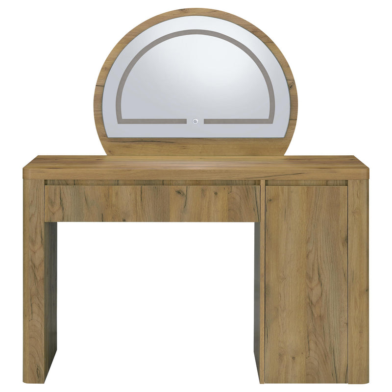 Irwin Vanity Table with LED Mirror and Storage Rustic Oak - 935790