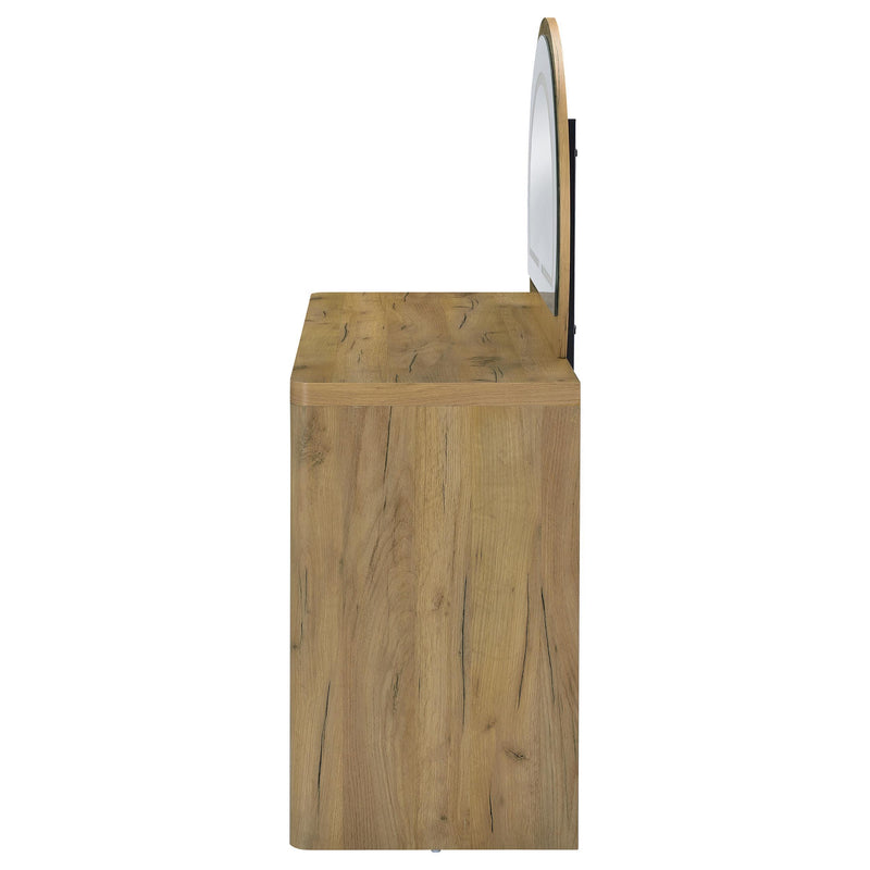 Irwin Vanity Table with LED Mirror and Storage Rustic Oak - 935790