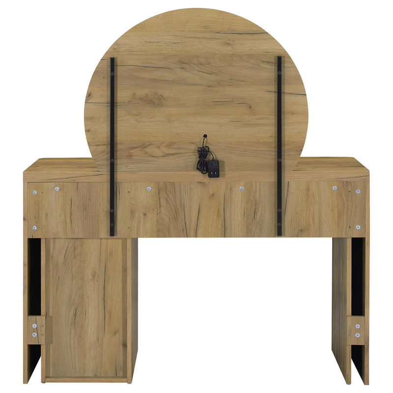 Irwin Vanity Table with LED Mirror and Storage Rustic Oak - 935790