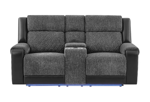 U5915 Grey/Black Console Rec Loveseat W/Immersive Sound & Blue Led - U5915-GRY/BLK-CRLS W/ +IS & BLUE-CLR LED