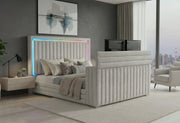 Elias Grey King Bed With Immersive Sound Speaker, Led, Tv Lift & Fp - ELIAS-GREY-KB W/ IS LED TV LIFT FP